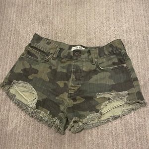 Camo free people jean shorts